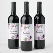 Étiquette Pour Bouteilles De Vin Fleur violet rose violet anniversaire (Bouteilles)