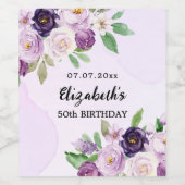 Étiquette Pour Bouteilles De Vin Fleur violet rose violet anniversaire (Étiquettes simples)
