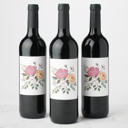 Étiquette Pour Bouteilles De Vin Fleurs aquarelle (Bouteilles)