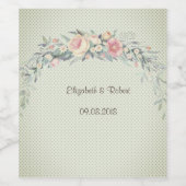 Étiquette Pour Bouteilles De Vin Fleurs aquarelles, Pois (Étiquettes simples)