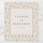 Étiquette Pour Bouteilles De Vin Fleurs beige vintage (Étiquettes simples)