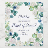 Étiquette Pour Bouteilles De Vin Fleurs blanches classiques Maid of Honor Propositi (Étiquettes simples)