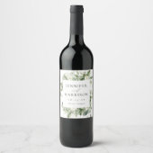 Étiquette Pour Bouteilles De Vin Fleurs blanches et verdure Mariage personnalisé (Devant)