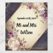 Étiquette Pour Bouteilles De Vin Fleurs blanches et violettes élégantes sur le vin  (Étiquettes simples)