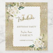 Étiquette Pour Bouteilles De Vin Fleurs blanches Gold 50 et fabuleuse fête d'annive (Étiquettes simples)
