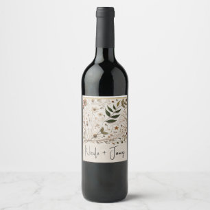 Étiquette Pour Bouteilles De Vin Fleurs Botaniques de Beauté de la Nature & Mariage
