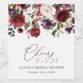 Étiquette Pour Bouteilles De Vin Fleurs Bourgognes, Fleurs Roses, Fête des mariées (Étiquettes simples)