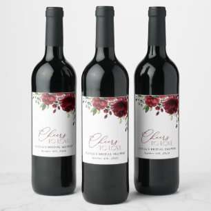 Étiquette Pour Bouteilles De Vin Fleurs Bourgognes, Fleurs Rouges, Boho, Fête des m