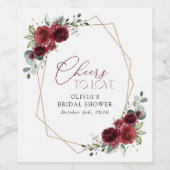 Étiquette Pour Bouteilles De Vin Fleurs Bourgognes, Fleurs Rouges, Fête des mariées (Étiquettes simples)