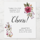 Étiquette Pour Bouteilles De Vin Fleurs Bourguignonnes bravo Merci Fête des mariées (Étiquettes simples)