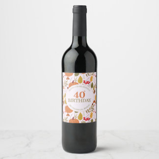 Étiquette Pour Bouteilles De Vin Fleurs classiques de l'automne rose feuilles citro