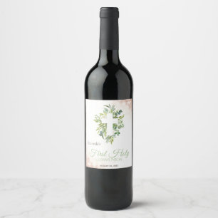 Étiquette Pour Bouteilles De Vin Fleurs croisées pour la première communion