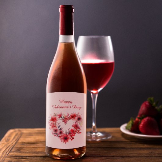 Étiquette Pour Bouteilles De Vin Fleurs d'amour | Floral | HEUREUSE SAINTE-VALENTIN