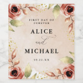 Étiquette Pour Bouteilles De Vin Fleurs d'aquarelle Boho personnalisées (Étiquettes simples)