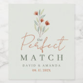 Étiquette Pour Bouteilles De Vin Fleurs d'aquarelle vert pastel (Étiquettes simples)