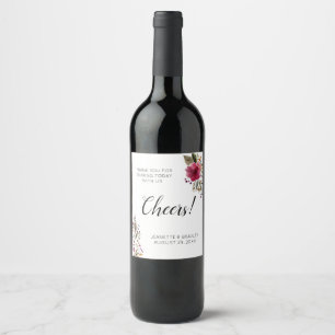 Étiquette Pour Bouteilles De Vin Fleurs de Bourgogne Merci de votre mariage