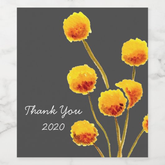 Étiquette Pour Bouteilles De Vin Fleurs de boutons de billy amérindienne jaune (Étiquettes simples)