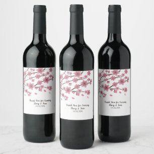 Étiquette Pour Bouteilles De Vin Fleurs de Cerisier Rose Mariage