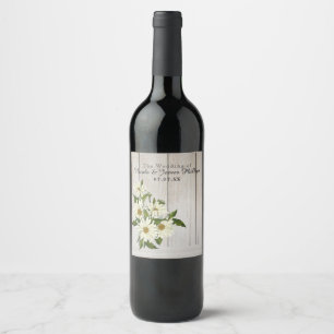 Étiquette Pour Bouteilles De Vin Fleurs de marguerite Fleurs champêtres et vin de b