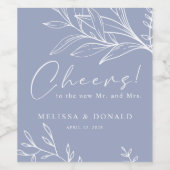 Étiquette Pour Bouteilles De Vin Fleurs de Pervenche Mariage Bohème (Étiquettes simples)