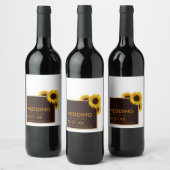 Étiquette Pour Bouteilles De Vin Fleurs de soleil rustiques - Mariage floral (Bouteilles)