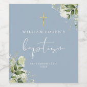 Étiquette Pour Bouteilles De Vin Fleurs de verdure rustiques poussiéreuses baptême  (Étiquettes simples)