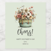 Étiquette Pour Bouteilles De Vin Fleurs en pot Cozy Style Shabby Chic Cadeau Maman (Étiquettes simples)