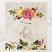 Étiquette Pour Bouteilles De Vin Fleurs et baies (Étiquettes simples)