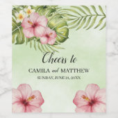 Étiquette Pour Bouteilles De Vin Fleurs exotiques roses (Étiquettes simples)