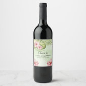 Étiquette Pour Bouteilles De Vin Fleurs exotiques roses (Devant)