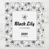Étiquette Pour Bouteilles De Vin Fleurs Lys Noires (Étiquettes simples)