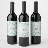 Étiquette Pour Bouteilles De Vin Fleurs minuscules modernes bleues (Bouteilles)