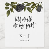 Étiquette Pour Bouteilles De Vin Fleurs noires d'Halloween Mariage blanc (Étiquettes simples)