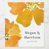 Étiquette Pour Bouteilles De Vin Fleurs orange aquarelle époustouflantes (Étiquettes simples)