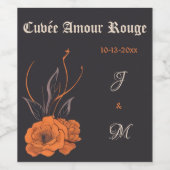 Étiquette Pour Bouteilles De Vin Fleurs orange Élégant mariage monogramme minimal (Étiquettes simples)