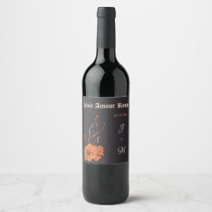 Étiquette Pour Bouteilles De Vin Fleurs Orange Élégant Monogramme Minimaliste maria