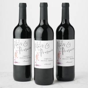 Étiquette Pour Bouteilles De Vin Fleurs Prosecco Script Applaudissements Enterremen