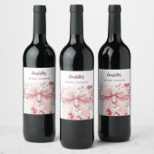 Étiquette Pour Bouteilles De Vin Fleurs roses en forme d'arc de mariage (Bouteilles)