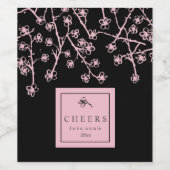 Étiquette Pour Bouteilles De Vin Fleurs roses modernes (Étiquettes simples)