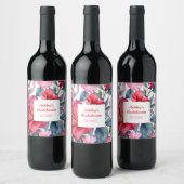 Étiquette Pour Bouteilles De Vin Fleurs Roses Rouges Célibataire Tropicale (Bouteilles)
