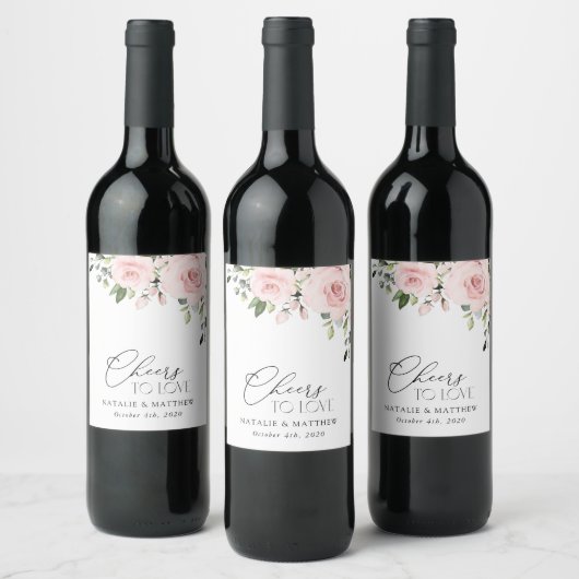 Étiquette Pour Bouteilles De Vin Fleurs Rouges, Fleurs Roses, Verdure, Mariage (Bouteilles)
