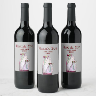 Étiquette Pour Bouteilles De Vin Fleurs sauvages d'aquarelle Whimsical en vase