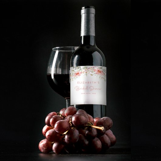 Étiquette Pour Bouteilles De Vin Fleurs sauvages rustiques de pêche