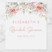 Étiquette Pour Bouteilles De Vin Fleurs sauvages rustiques de pêche (Étiquettes simples)