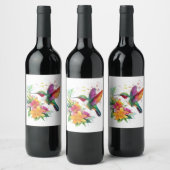 Étiquette Pour Bouteilles De Vin Fleurs tropicales des colibris (Bouteilles)