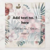 Étiquette Pour Bouteilles De Vin Fleurs tropicales et aquarelle feuille (Étiquettes simples)