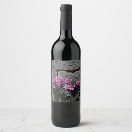Étiquette Pour Bouteilles De Vin Fleurs violettes (Devant)
