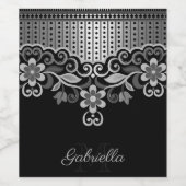 Étiquette Pour Bouteilles De Vin Floral Abstrait métallique (Étiquettes simples)