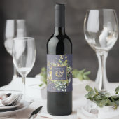 Étiquette Pour Bouteilles De Vin Floral bleu & vert w Ampersand Mariage