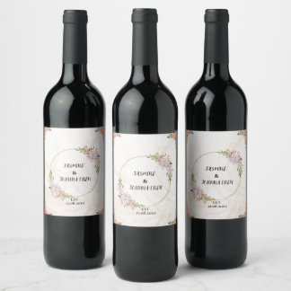 Étiquette Pour Bouteilles De Vin Floral Eau couleur rouge et blanc fleurs Mariage